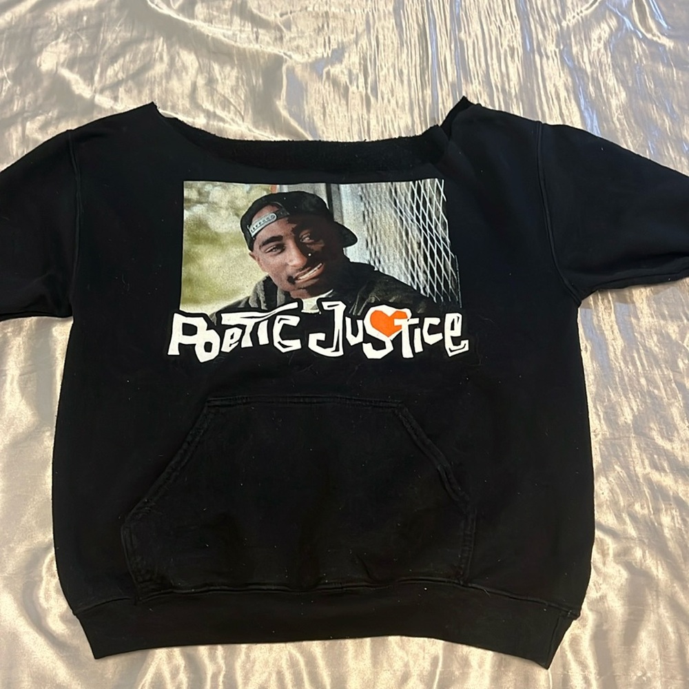 off the shoulder tupac sweater
